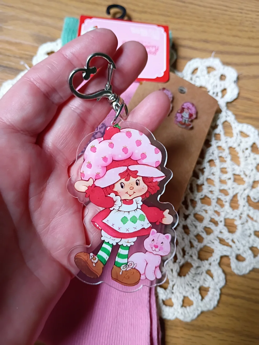 Pink Socks, Keychain And Earrings Set